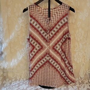 Artisan Ny Geometric Sleeveless Blouse - Red and White